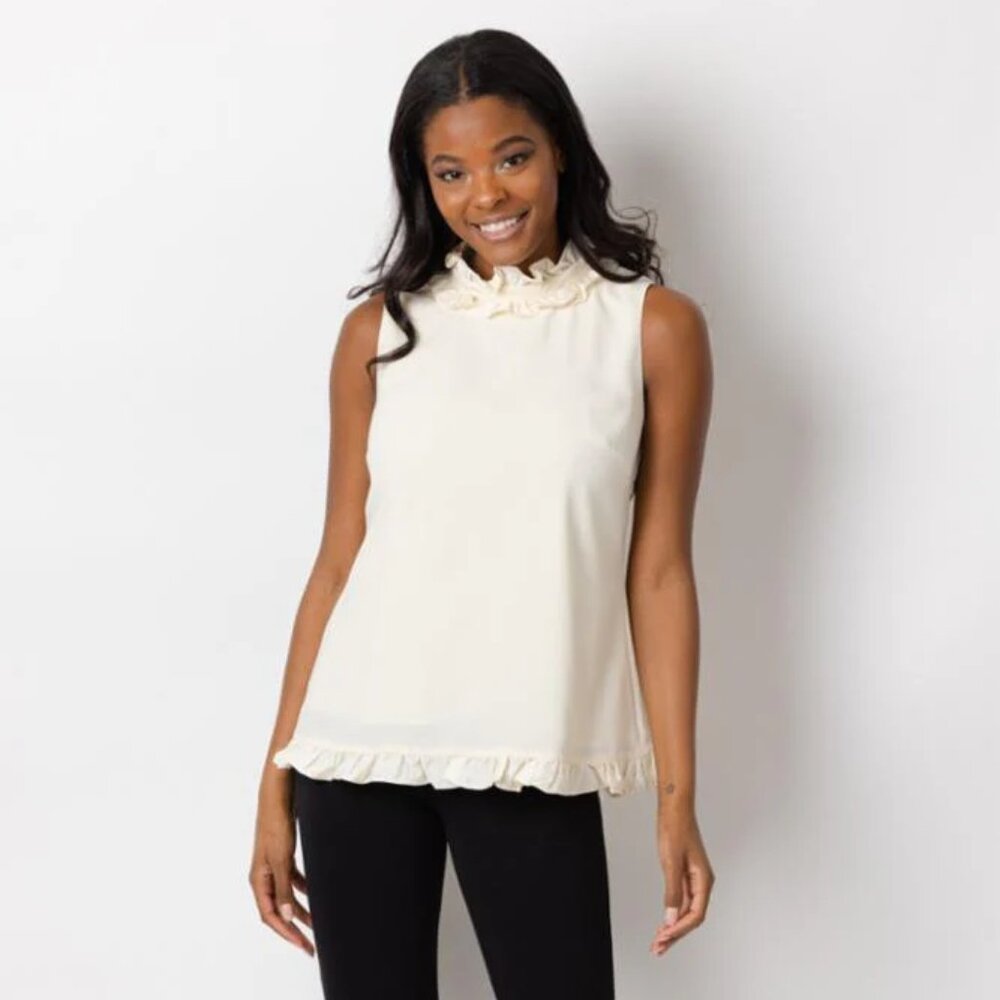NWT Ivory Double Ruffle Top - Sail to Sable - STS